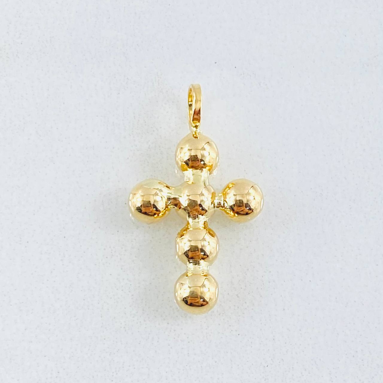 Dije Cruz Esferas Consecutivas 0.7gr / 3/4 in / Oro Amarillo 18K