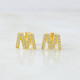 Stud Earrings Letter M 1.3gr / 18K Yellow Gold *