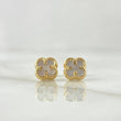 Topos Trebol VCyA 0.9gr / 7mm Nacar Blanco Punteado Oro Amarillo 18K