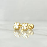 Topos Trebol VCyA 0.9gr / 7mm Nacar Blanco Punteado Oro Amarillo 18K