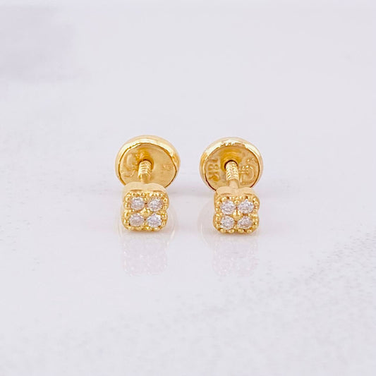 Topos Flor Trebol Esmeraldas 6pts 0.95g / in / 3.8mm Oro Amarillo 18K