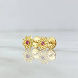 Topos Flor Octagonal Filigrana 0.7gr / 6mm Circon Fucsia Oro Amarillo 18K