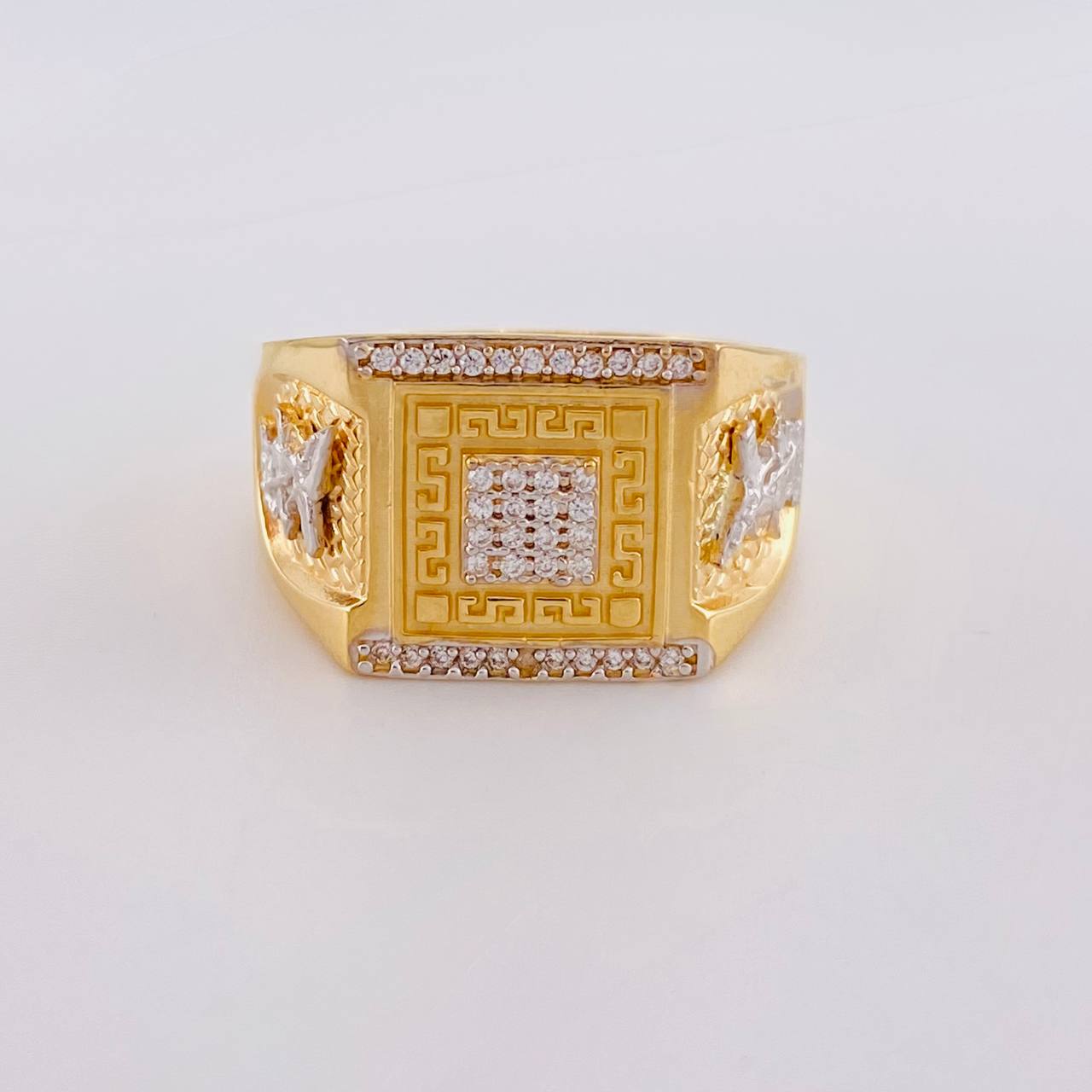 Saint Michael Archangel Ring 11.75g / Size 11 1/4 Two-Tone Yellow White Gold 18K