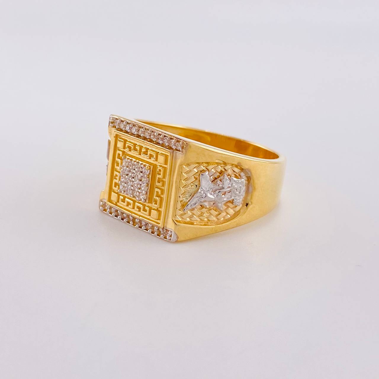 Saint Michael Archangel Ring 11.75g / Size 11 1/4 Two-Tone Yellow White Gold 18K