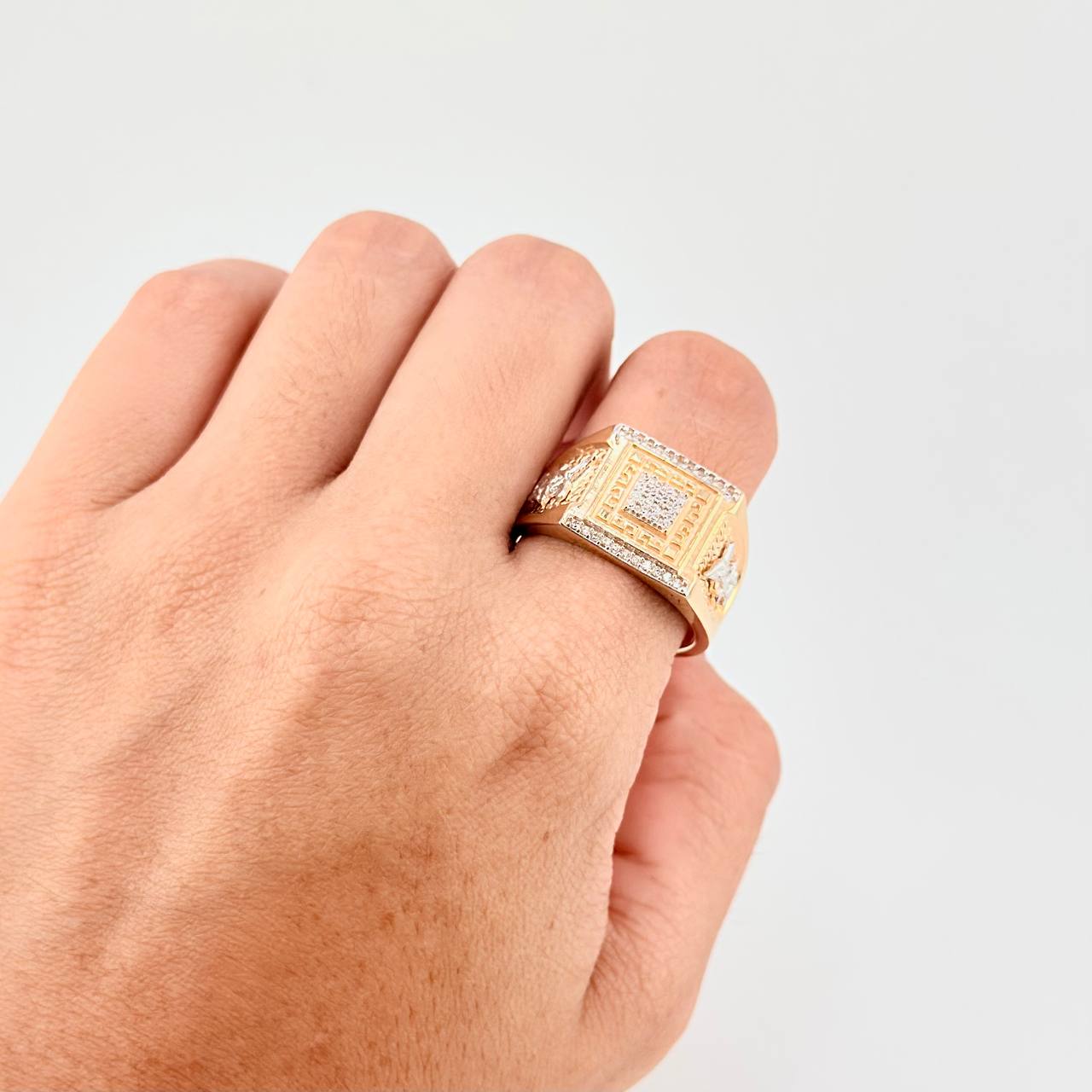 Saint Michael Archangel Ring 11.75g / Size 11 1/4 Two-Tone Yellow White Gold 18K