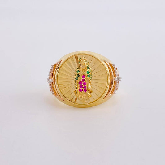 Virgin of Guadalupe Ring 10.8g / Size 11 Three Golds 18K