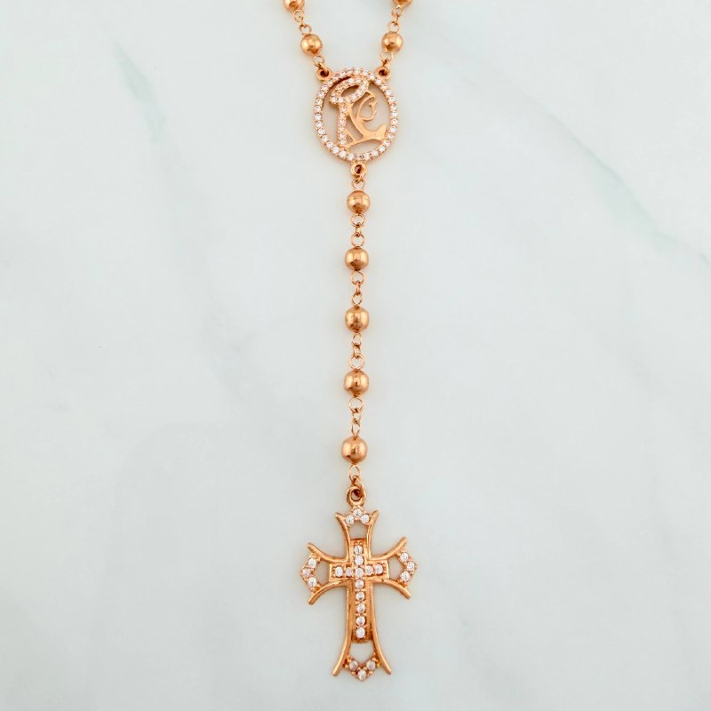 Miraculous Virgin Rosary 12.7 g / 15 1/2 in / 5 mm 18K Rose Gold