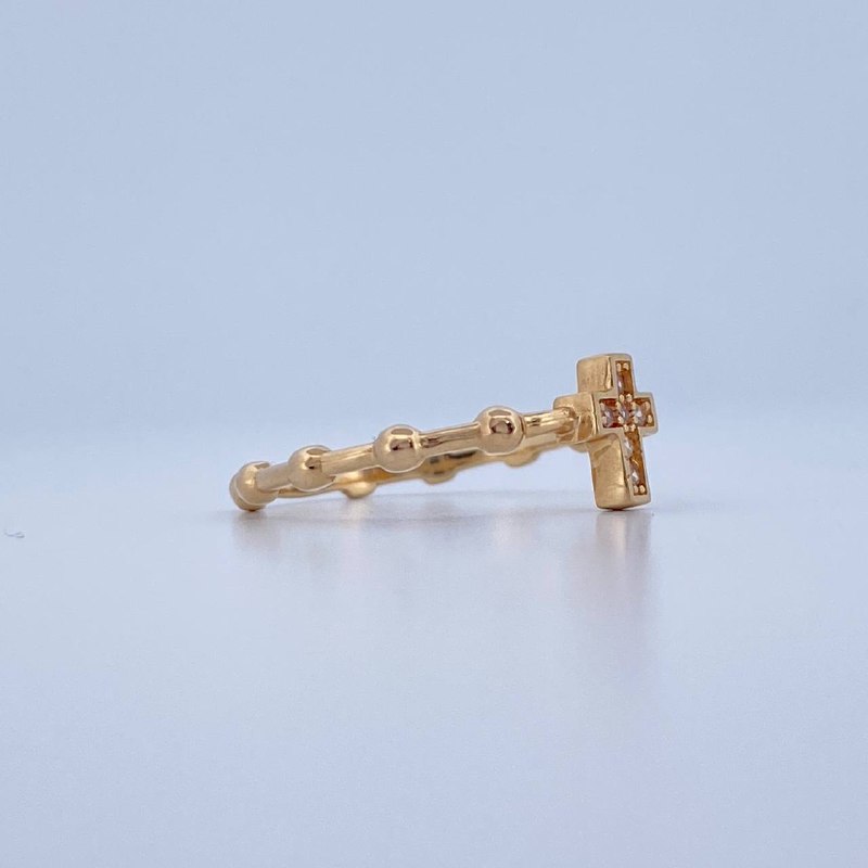 Cross Beads Ring 1.7gr / Size 7 1/2 / 18K Yellow Gold &