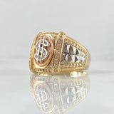 Anillo Signo Peso 12.9gr / T11 / Circones Blancos Tres Oros 18K