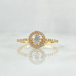 Round Halo Ring 2g / T7 1/2 / White Zircons Yellow Gold 18K