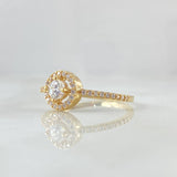 Round Halo Ring 2g / T7 1/2 / White Zircons Yellow Gold 18K