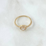 Round Halo Ring 2g / T7 1/2 / White Zircons Yellow Gold 18K
