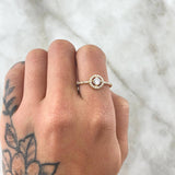Round Halo Ring 2g / T7 1/2 / White Zircons Yellow Gold 18K