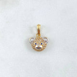 Dije Rostro Oso 1.9gr / 1.8cm / Cricones Azules Blancos Dos Oros Amarillo Blanco 18K