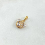 Dije Rostro Oso 1.9gr / 1.8cm / Cricones Azules Blancos Dos Oros Amarillo Blanco 18K