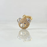 Dije Rostro Oso 1.9gr / 1.8cm / Cricones Azules Blancos Dos Oros Amarillo Blanco 18K