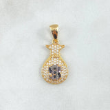 Pendant Money Bag 2.2gr / 2.8cm / Black White Zircons Yellow Gold 18K