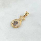 Pendant Money Bag 2.2gr / 2.8cm / Black White Zircons Yellow Gold 18K