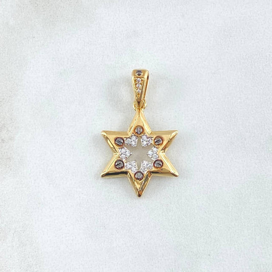 Pendant Star 2.5gr / 2.8cm / White Cricones Screws Yellow Gold 18K