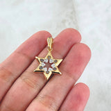 Pendant Star 2.5gr / 2.8cm / White Cricones Screws Yellow Gold 18K