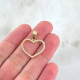 Dije Silueta Corazon 1.6gr / 2.5cm / Cricones Blancos Oro Amarillo 18K
