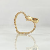 Dije Silueta Corazon 1.6gr / 2.5cm / Cricones Blancos Oro Amarillo 18K