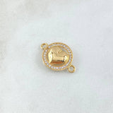 Herraje Corazon 1.6gr / 2.1cm / Circones Blancos Oro Amarillo 18K
