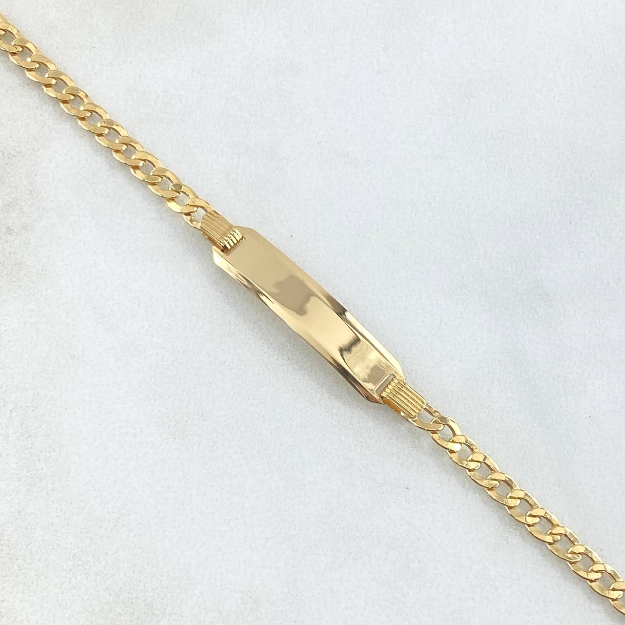 Pulso Cubano Placa Rectangular 3.85gr / 19cm / 3.4mm Oro Amarillo +0 18K *