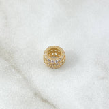 Charm Bulged Cylinder 0.95gr / 5mm White Zircons 18K Yellow Gold