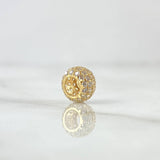 Charm Bulged Cylinder 0.95gr / 5mm White Zircons 18K Yellow Gold