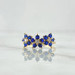 Trio Snowy Flower Ring 1.75gr / Size 6 / White and Blue Zircons 18K Yellow Gold