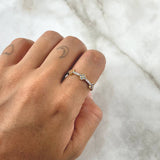 Trio Flower Ring 2.05gr / Size 7 1/2 / Punctuated - Colored Zircons 18K Yellow Gold