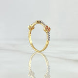 Trio Flower Ring 2.05gr / Size 7 1/2 / Punctuated - Colored Zircons 18K Yellow Gold