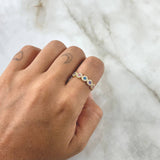 Dense Circles Ring 2.4gr / T6 3/4 / Colored Zircons 18K Yellow Gold