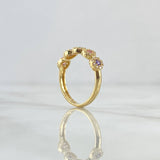 Dense Circles Ring 2.4gr / T6 3/4 / Colored Zircons 18K Yellow Gold
