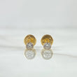Stud Earrings Bezel 0.5gr / 3mm White Zircon Yellow Gold 18K ©