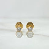 Stud Earrings Bezel 0.5gr / 3mm White Zircon Yellow Gold 18K ©