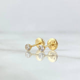 Stud Earrings Bezel 0.5gr / 3mm White Zircon Yellow Gold 18K ©