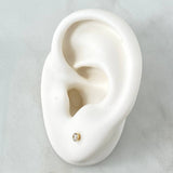 Stud Earrings Bezel 0.5gr / 3mm White Zircon Yellow Gold 18K ©
