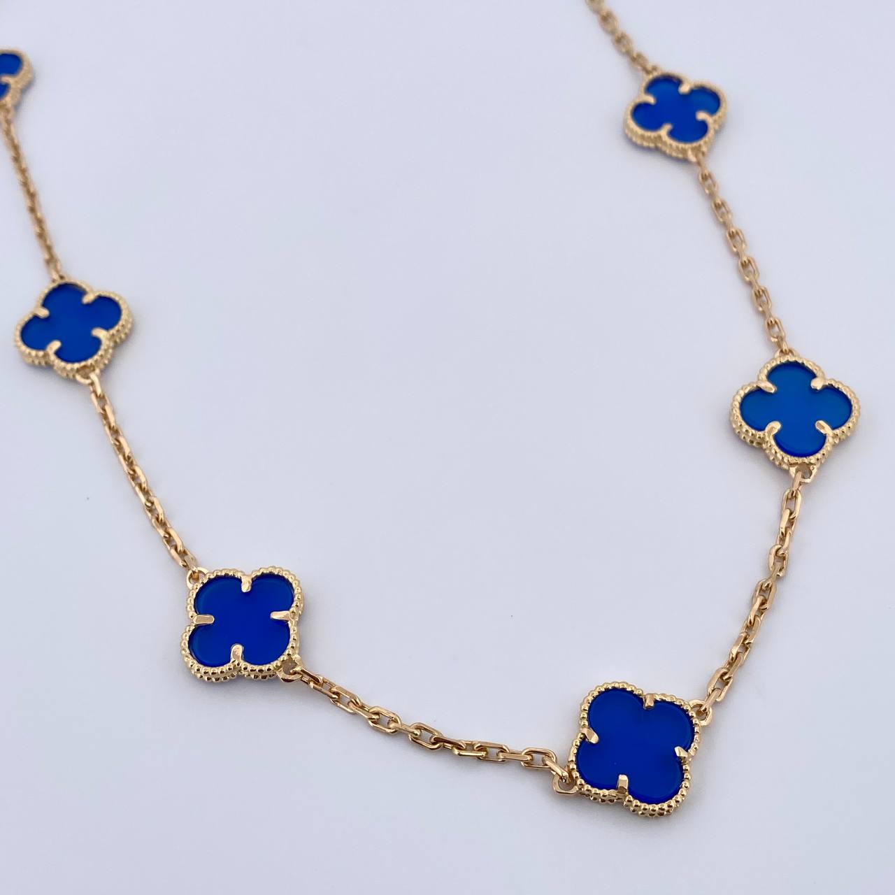 Cadena Aro Seguido Trebol 31.7gr / 68.3cm / 1.9mm Lapislazuli Oro Amarillo 18K &