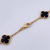 Classic Link Chain Trebol 32.35gr / 68.6cm / 2mm Black Onyx Yellow Gold 18K &