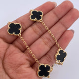 Classic Link Chain Trebol 32.35gr / 68.6cm / 2mm Black Onyx Yellow Gold 18K &