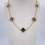 Classic Link Chain Trebol 32.35gr / 68.6cm / 2mm Black Onyx Yellow Gold 18K &