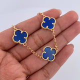 Pulso Aro Seguido Trebol 11.15gr / 19.2cm / 2mm Lapislazuli Oro Amarillo 18K &