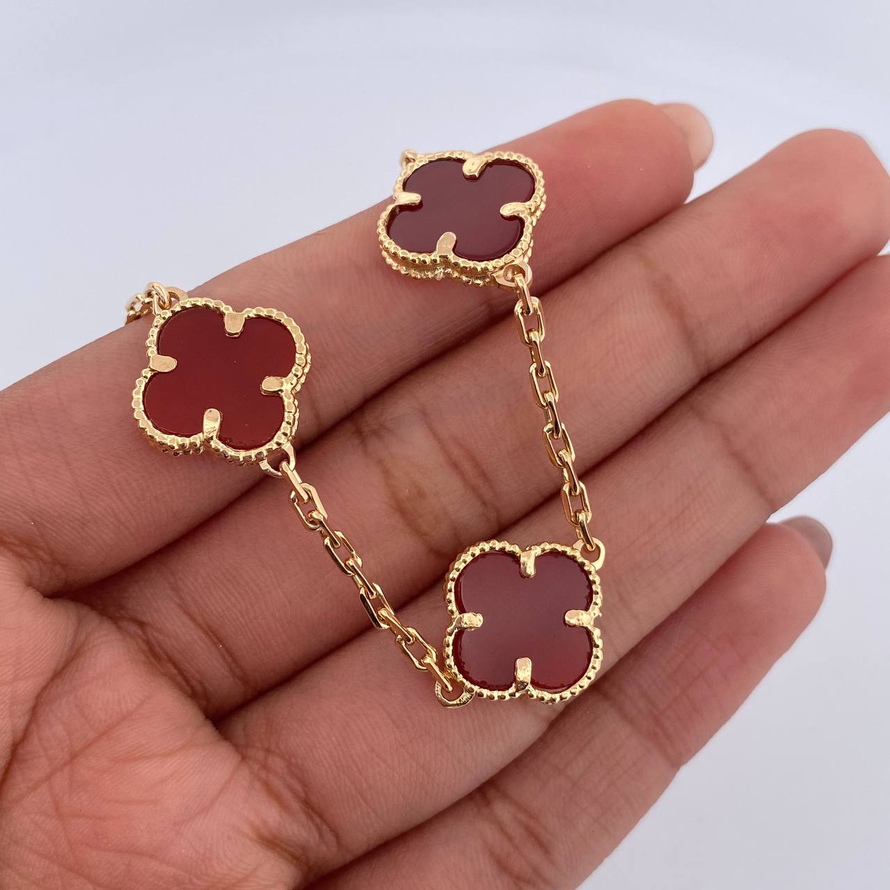 Pulso Aro Seguido Trebol 10.7gr / 21cm / 1.9mm Agata Oro Amarillo 18K &
