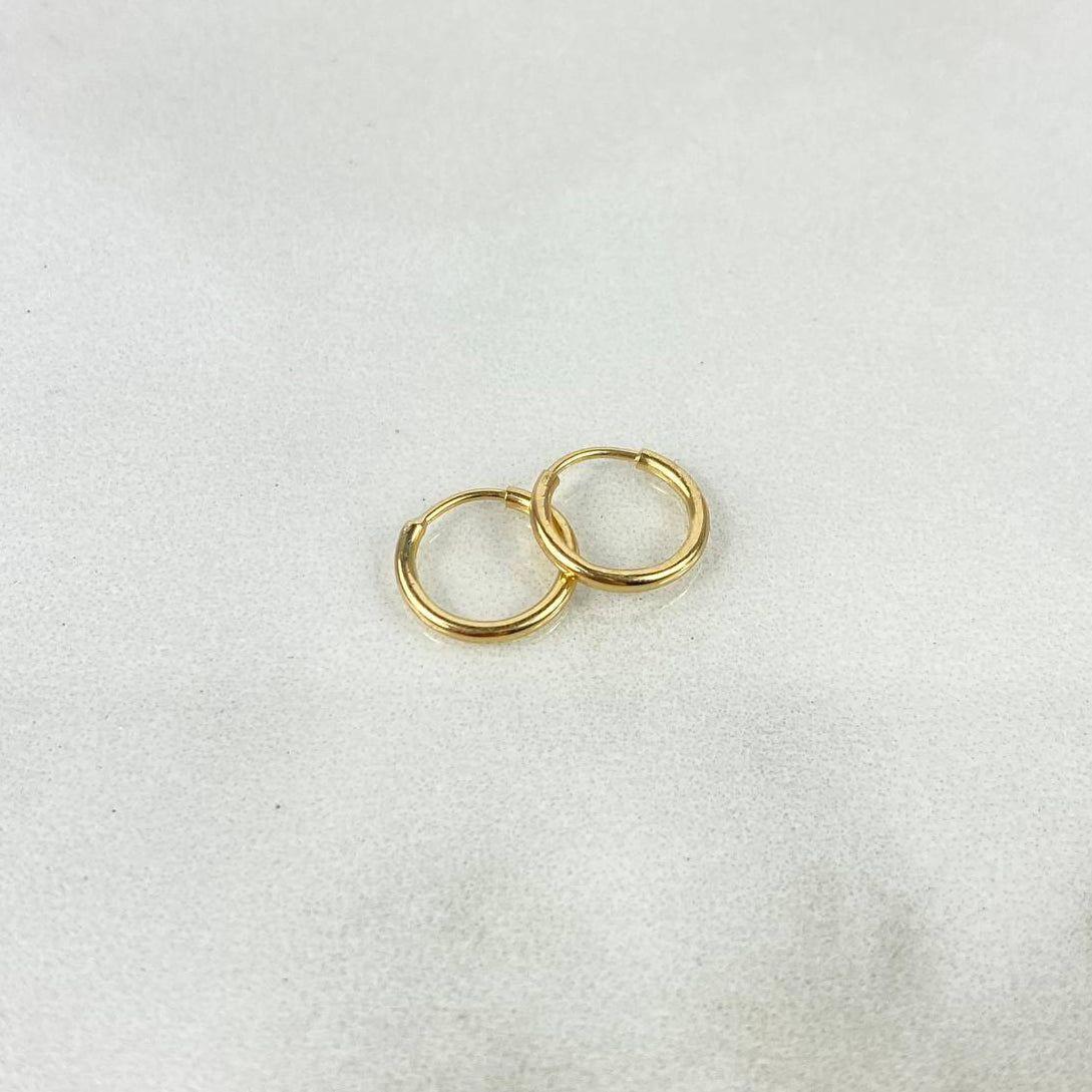 Candongas Aro Liso 0.35 g / 1/4 in Oro Amarillo 18K