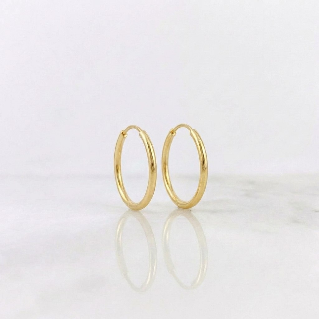 Hoop Earrings Smooth Ring 0.55 g / 1/2 in 18K Yellow Gold
