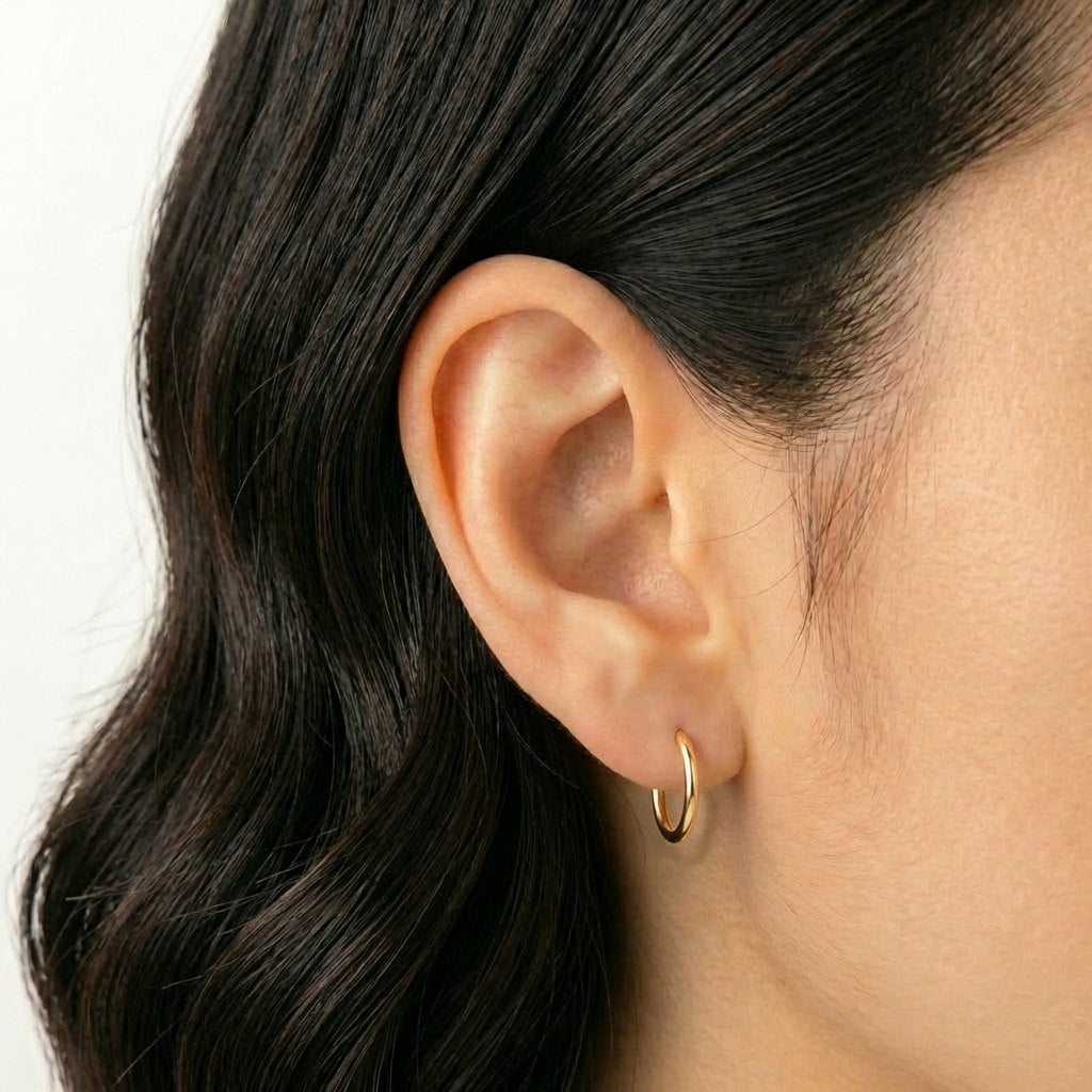Hoop Earrings Smooth Ring 0.55 g / 1/2 in 18K Yellow Gold