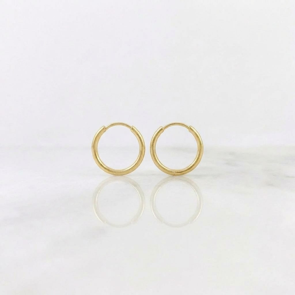 Hoop Earrings Smooth Ring 0.45 g / 1/2 in Yellow Gold 18K