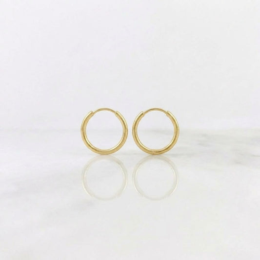Hoop Earrings Smooth Ring 0.4 g / 1/2 in Yellow Gold 18K